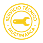 Icono circular amarillo con una llave inglesa que representa a A-plus como servicio técnico multimarca independiente para la reparación de electrodomésticos y climatización